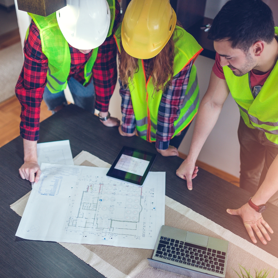 Construction team working on a new home