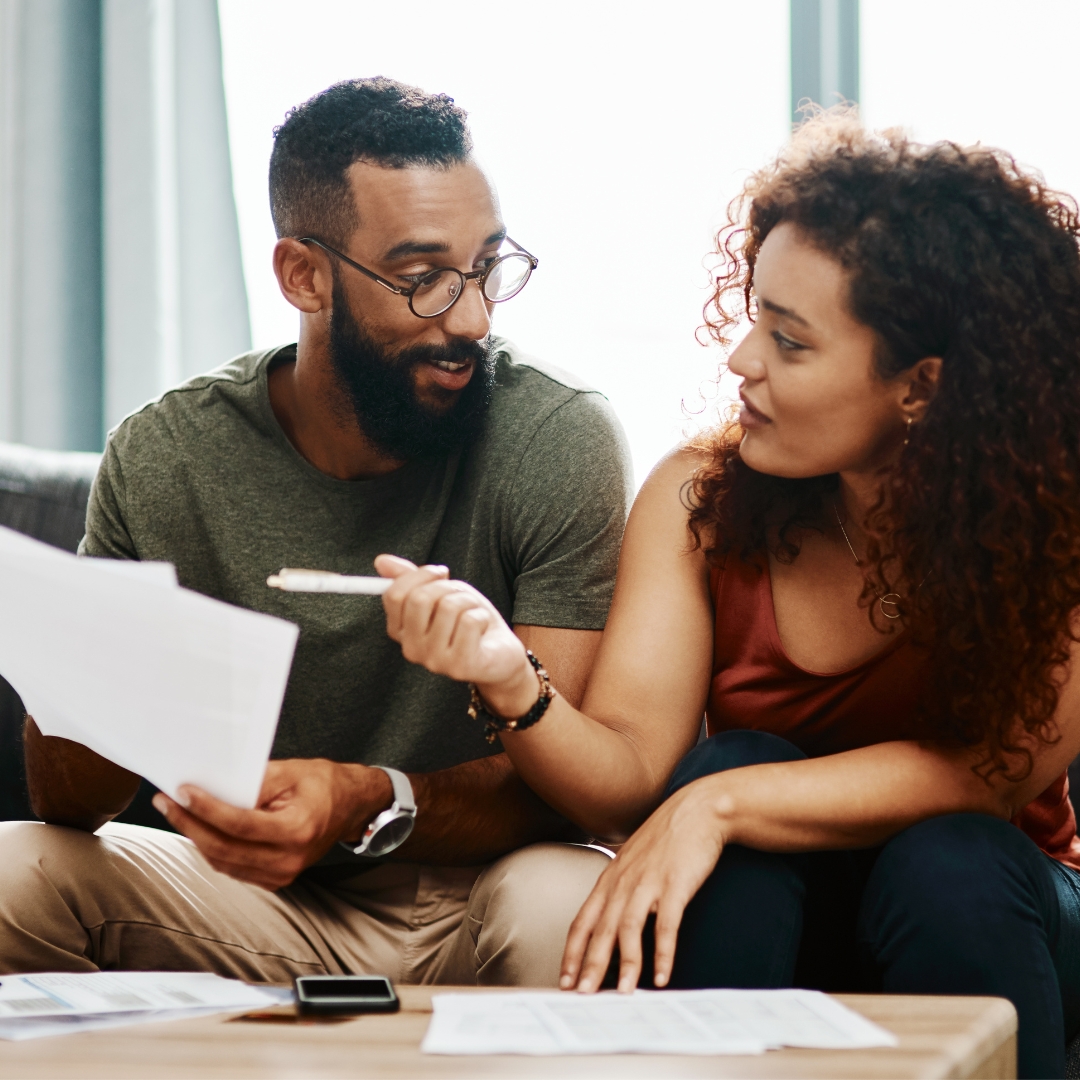 Couple creating a budget